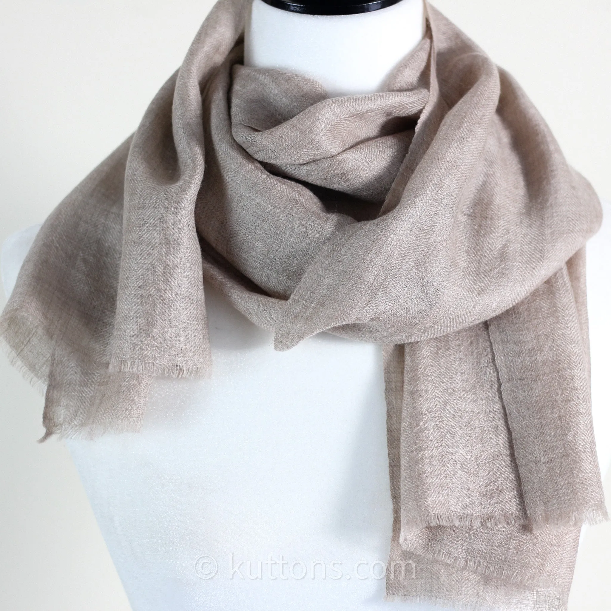 100% Pure Pashmina Cashmere Scarf - Soft Featherweight Handspun Pashmina Wool Stole from Ladakh, Himalayas | Brown, 15x70"