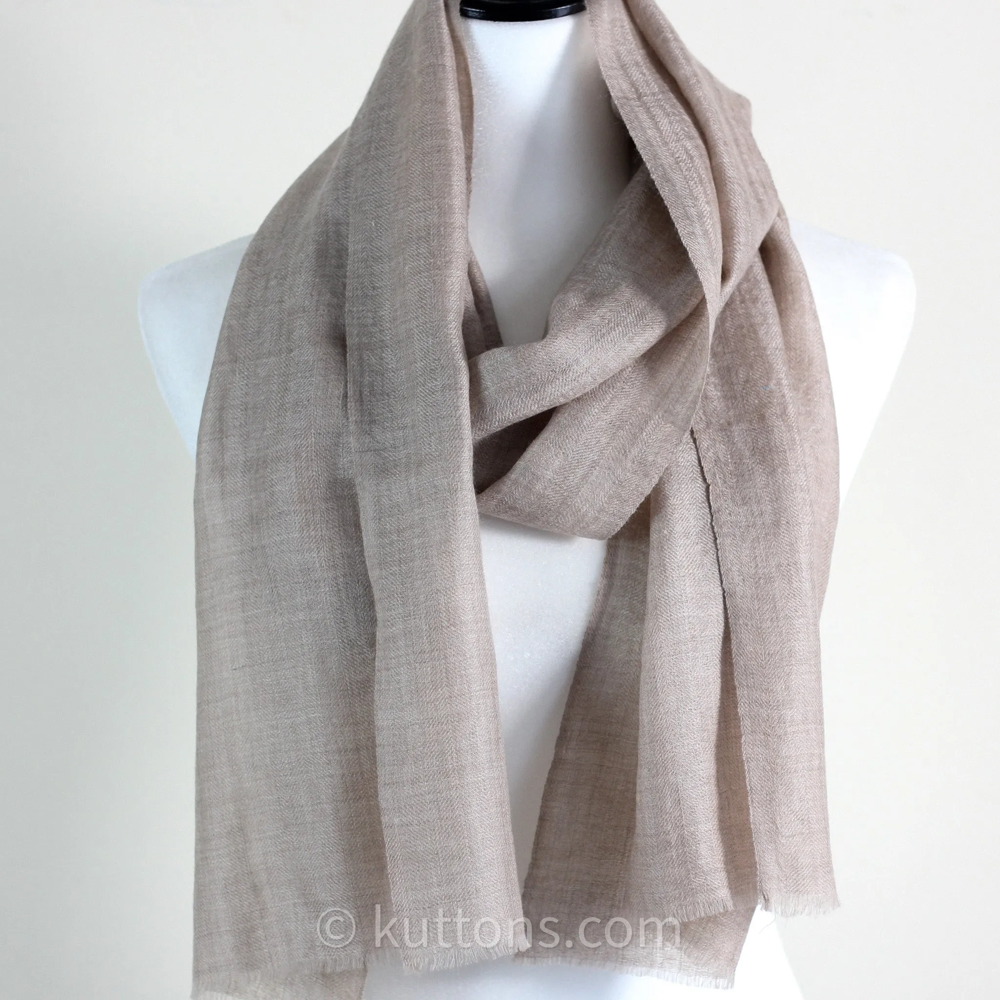 100% Pure Pashmina Cashmere Scarf - Soft Featherweight Handspun Pashmina Wool Stole from Ladakh, Himalayas | Brown, 15x70"