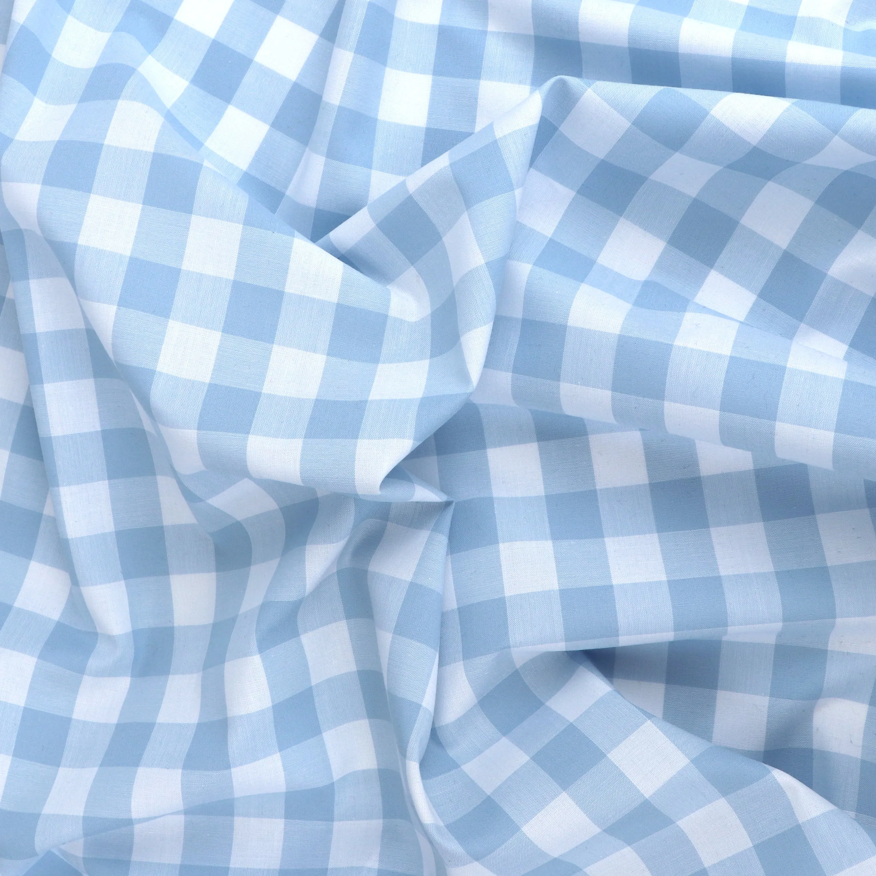 17mm Gingham Yarn Dyed Cotton - Pale Blue