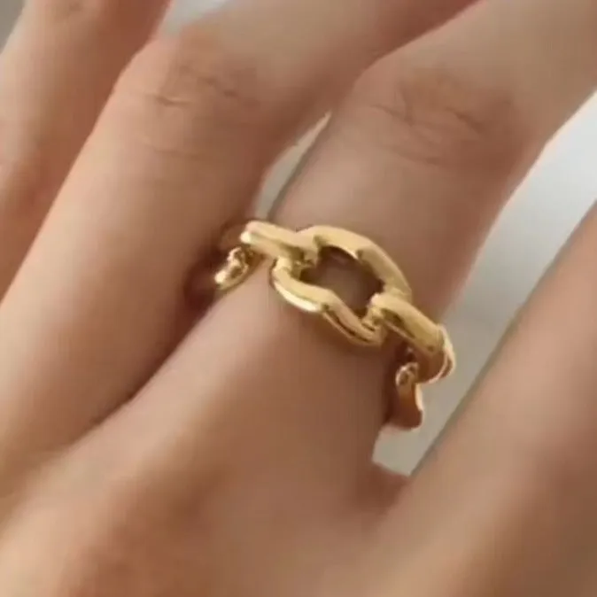 18K Gold-Filled Link Chain Ring