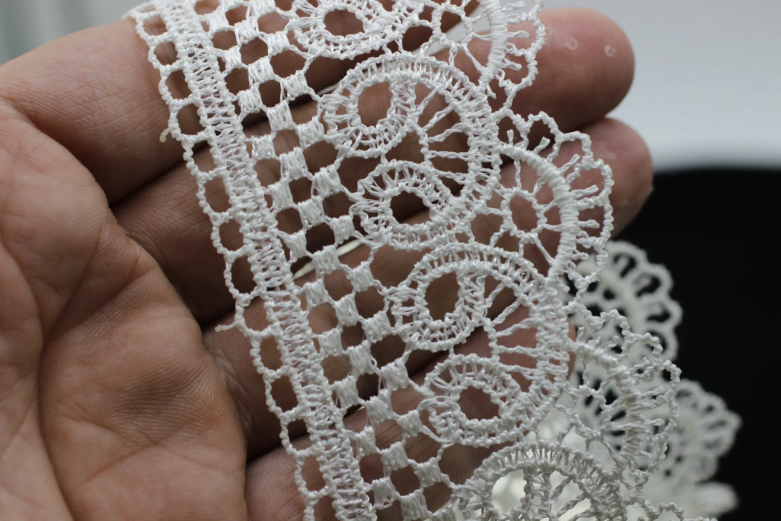 19.6 Yards Cream Bridal Guipure Lace Trim | 2.1 Inches Wide Lace Trim | Geometric Bridal Lace | French Guipure | Lace Fabric TRM53