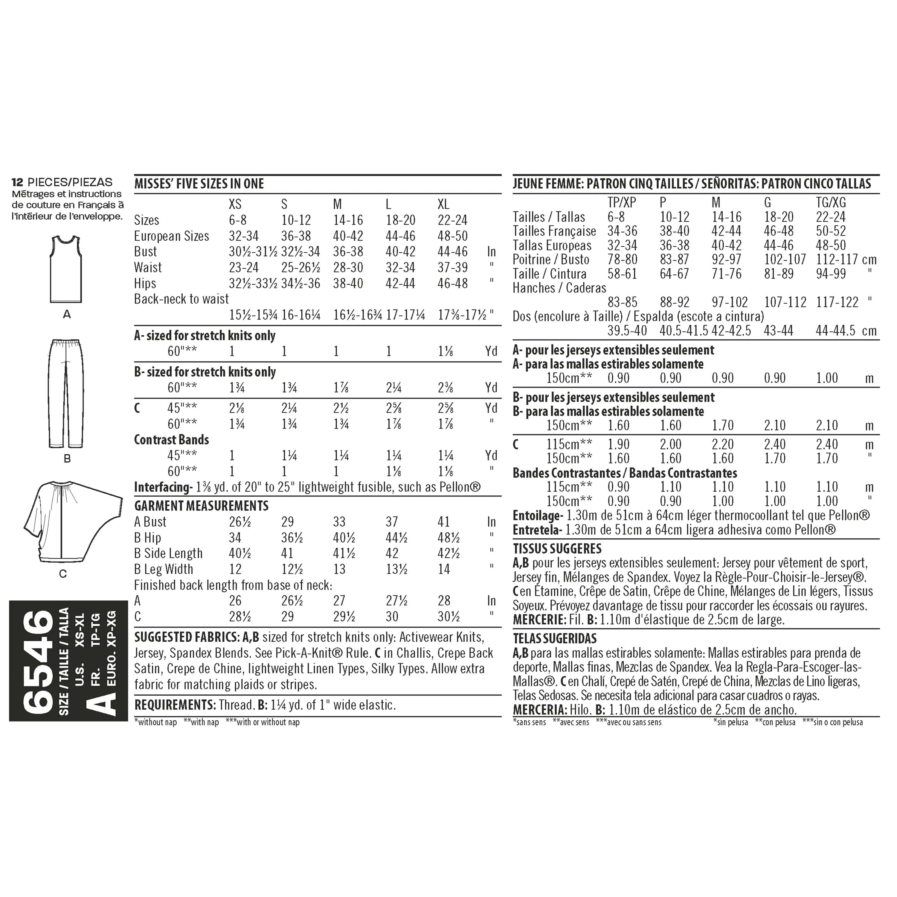 6546 New Look Pattern 6546 Misses' Seperates