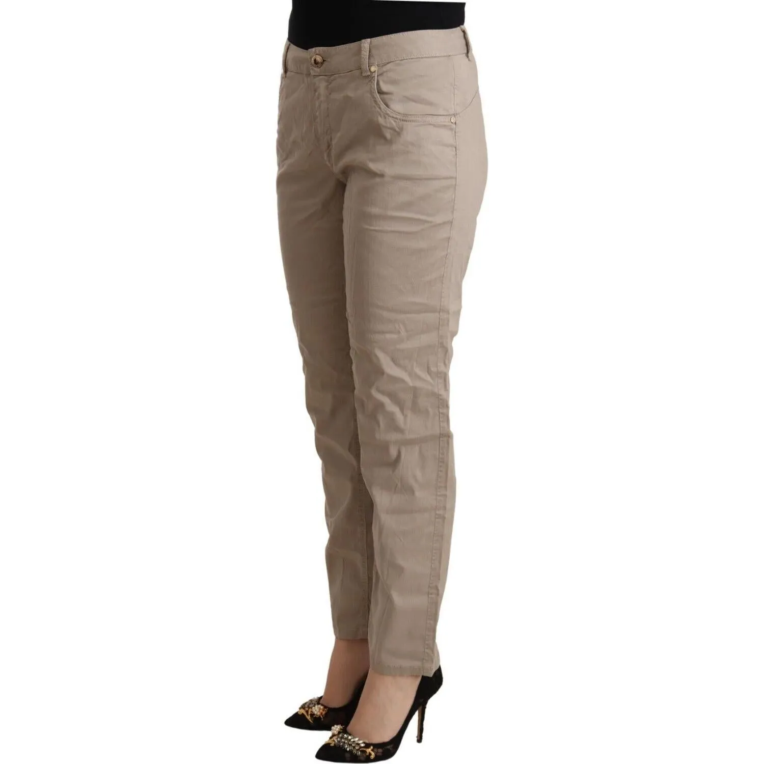 Acht Beige Mid Waist Tapered Pants