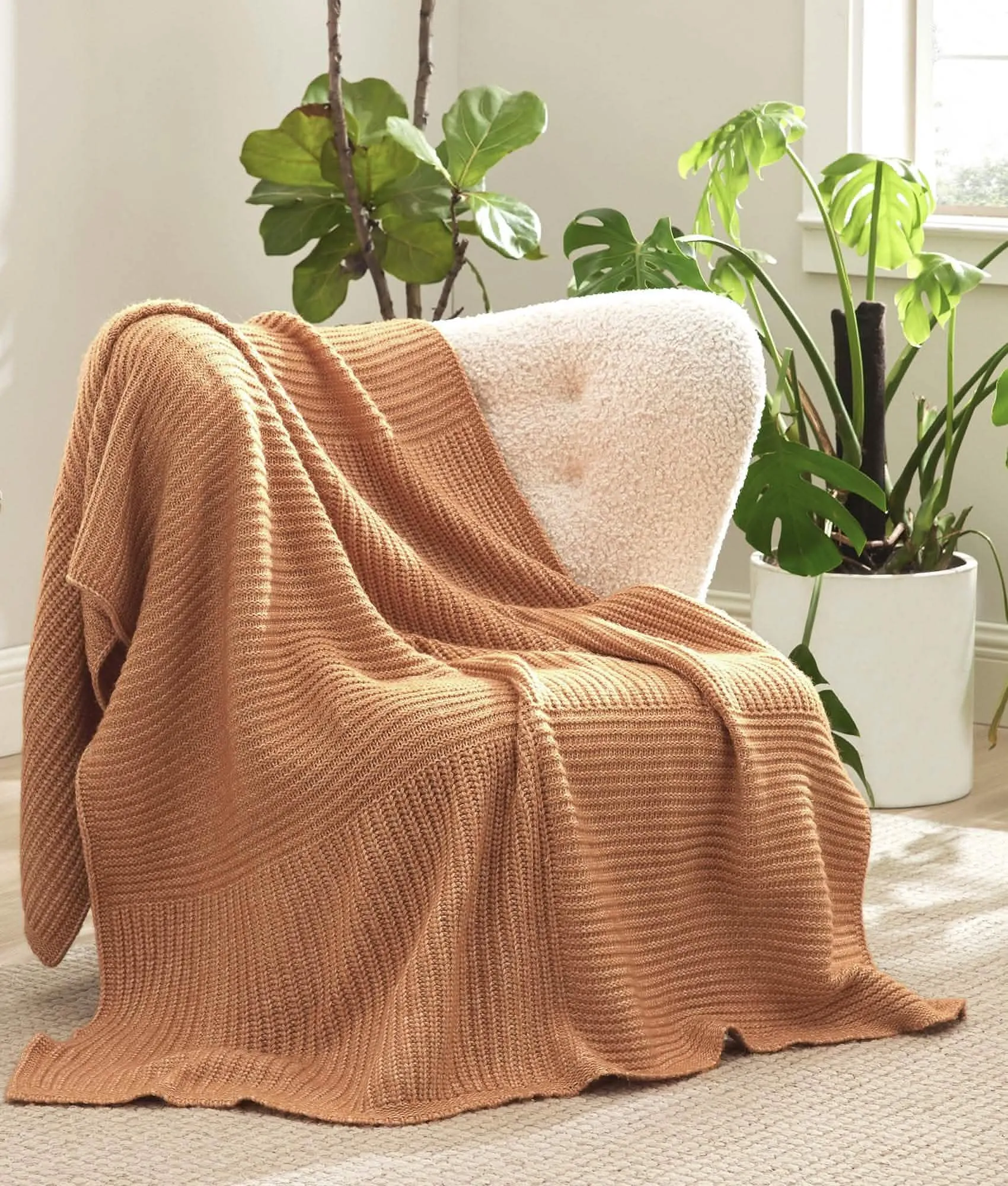 Air Yarn Knit Throw Blanket