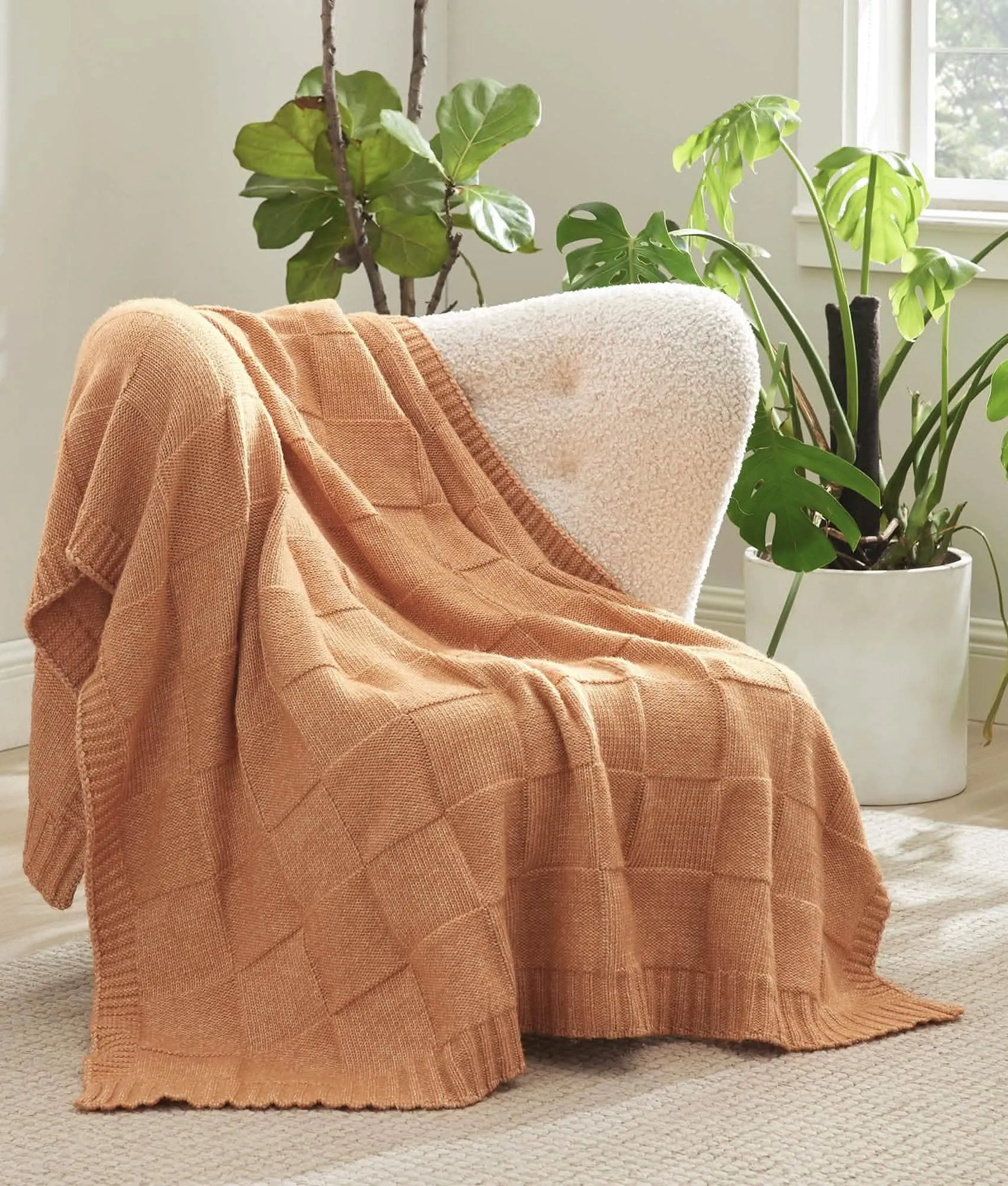 Air Yarn Knit Throw Blanket