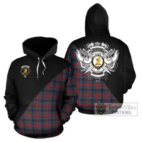 Allison Red Tartan Hoodie with Family Crest and Military Logo Style