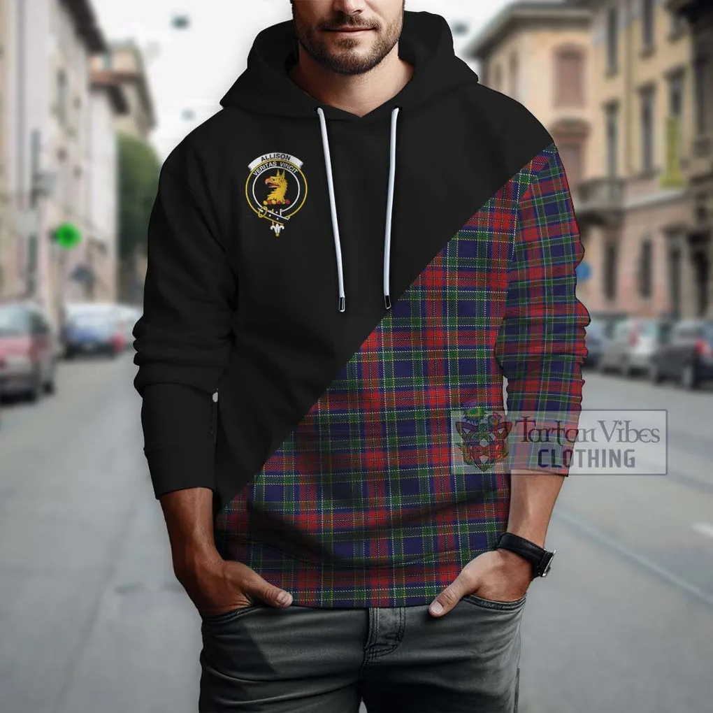 Allison Red Tartan Hoodie with Family Crest and Military Logo Style