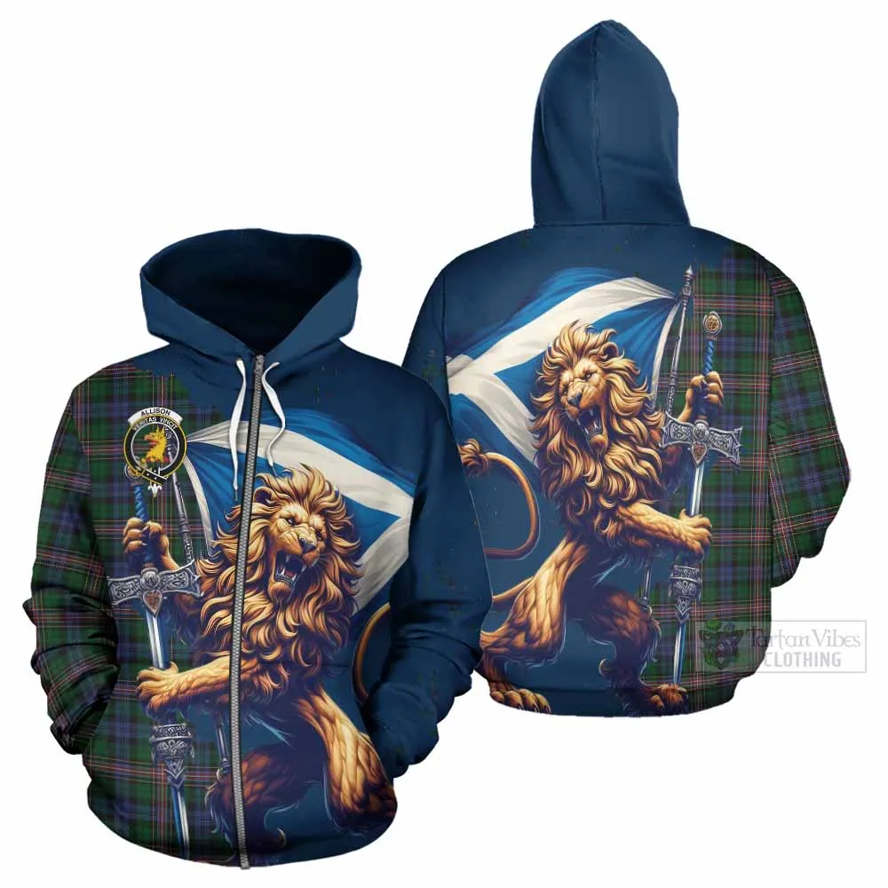 Allison Tartan Family Crest Hoodie with Scottish Majestic Lion