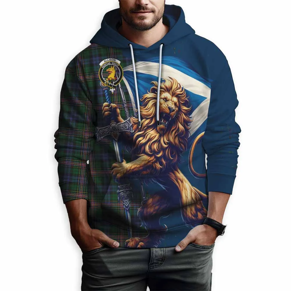 Allison Tartan Family Crest Hoodie with Scottish Majestic Lion