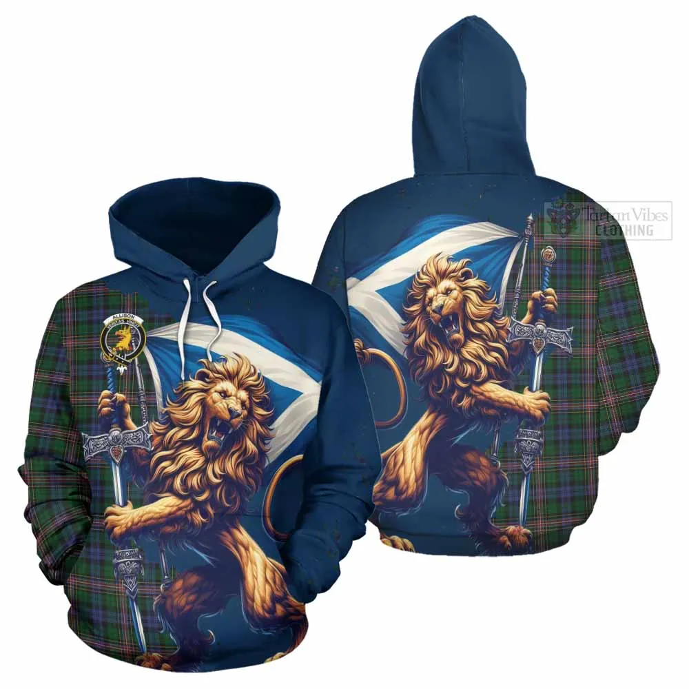 Allison Tartan Family Crest Hoodie with Scottish Majestic Lion