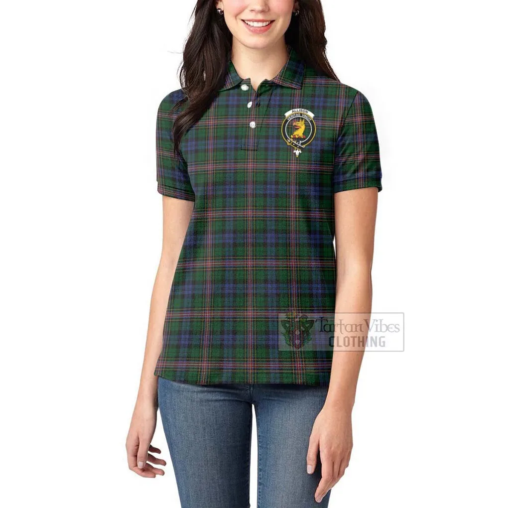 Allison Tartan Women's Polo Shirt with Family Crest Celtic Skull Style