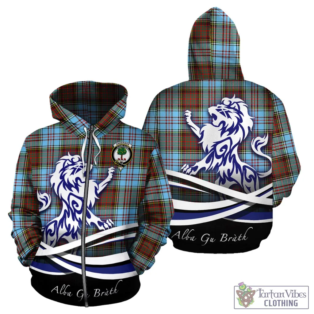 Anderson Ancient Tartan Hoodie with Alba Gu Brath Regal Lion Emblem