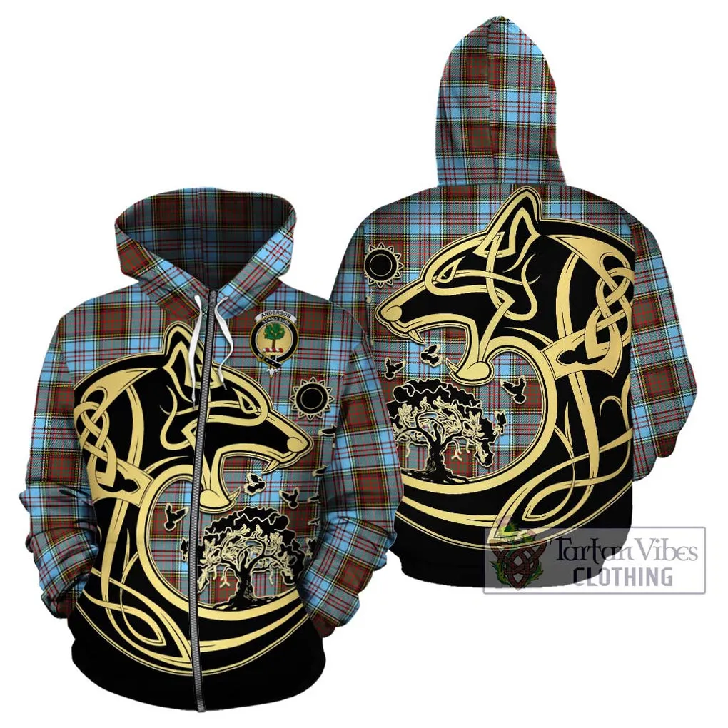 Anderson Ancient Tartan Hoodie with Family Crest Celtic Wolf Style