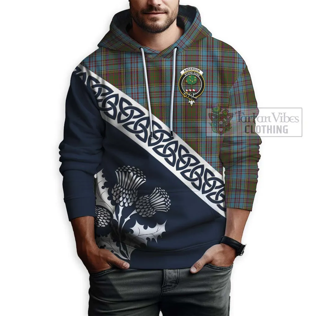 Anderson Tartan Hoodie Featuring Thistle and Scotland Map