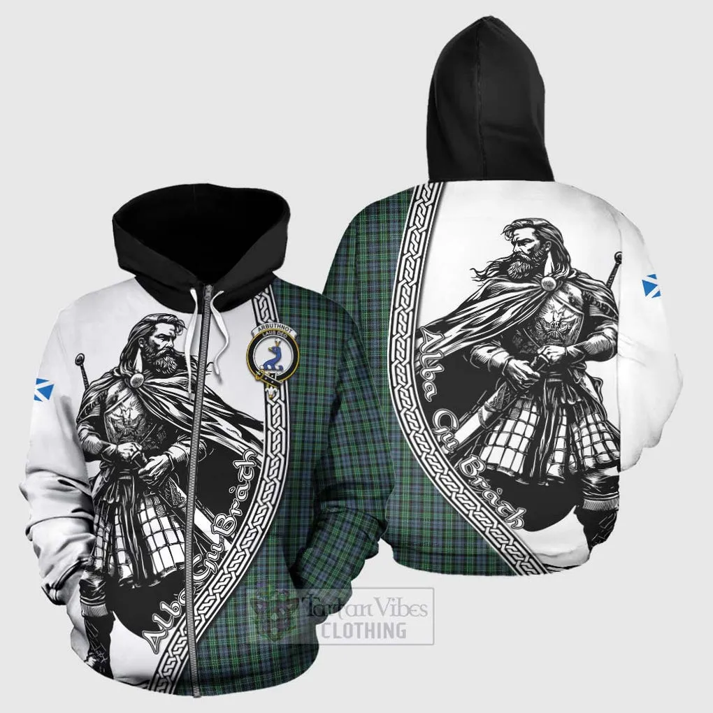 Arbuthnot Tartan Clan Crest Hoodie with Highlander Warrior Celtic Style