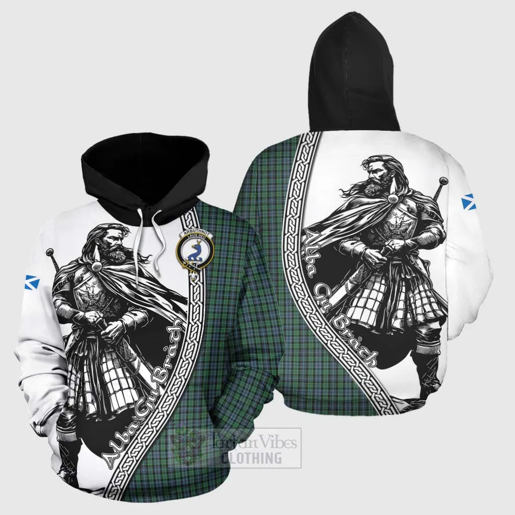 Arbuthnot Tartan Clan Crest Hoodie with Highlander Warrior Celtic Style