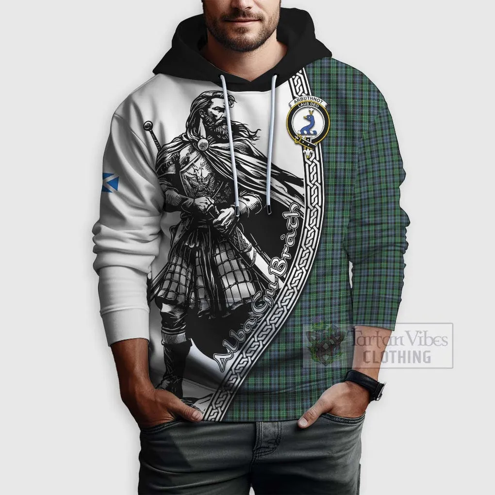 Arbuthnot Tartan Clan Crest Hoodie with Highlander Warrior Celtic Style