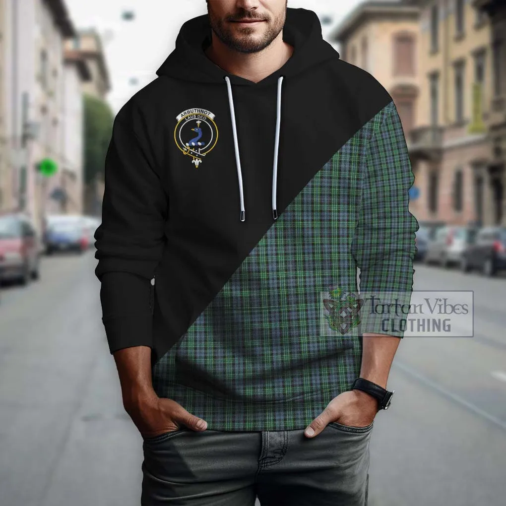 Arbuthnot Tartan Hoodie with Family Crest and Military Logo Style