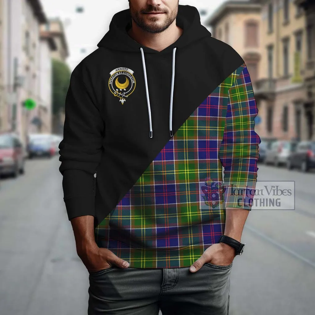 Arnott Tartan Hoodie with Family Crest and Military Logo Style