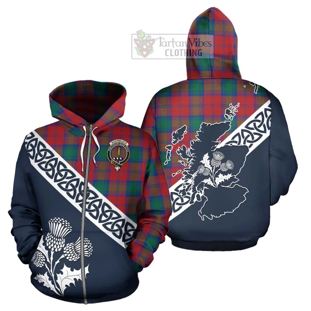 Auchinleck (Affleck) Tartan Hoodie Featuring Thistle and Scotland Map