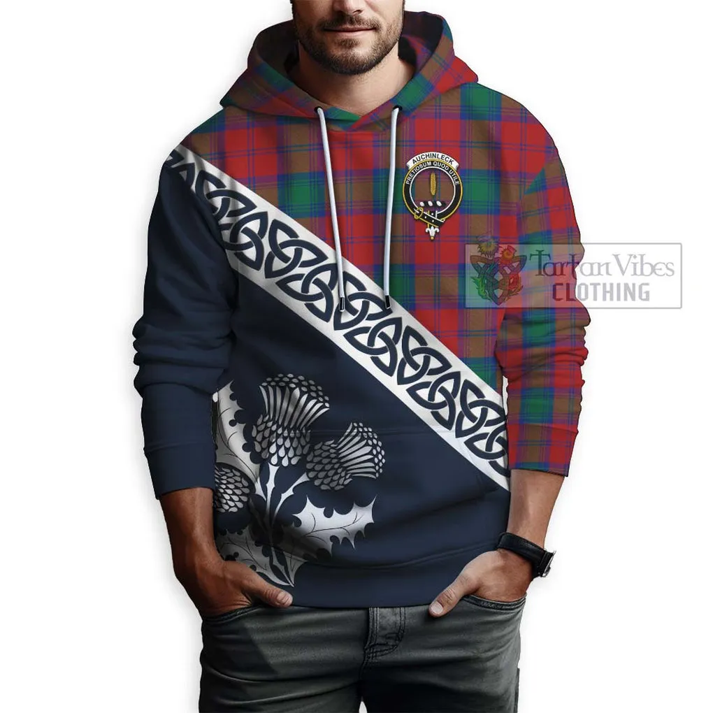 Auchinleck (Affleck) Tartan Hoodie Featuring Thistle and Scotland Map