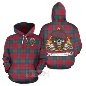 Auchinleck (Affleck) Tartan Hoodie with Family Crest and Bearded Skull Holding Bottles of Whiskey