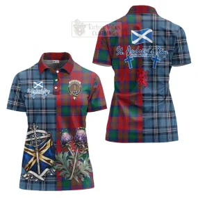 Auchinleck (Affleck) Tartan Women's Polo Shirt Happy St. Andrew's Day Half Tartan Style