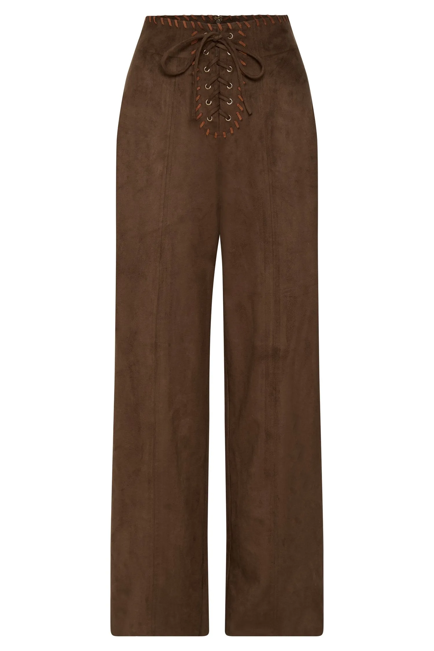 Audrey Suede Wideleg Pants - Chocolate