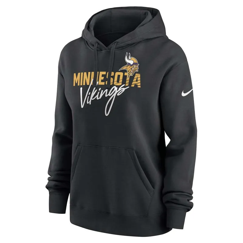 AVAILABLE IN-STORE ONLY! Minnesota Vikings Women's Black Nike Wordmark Club Fleece Pullover Hoodie