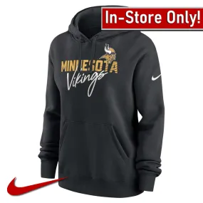 AVAILABLE IN-STORE ONLY! Minnesota Vikings Women's Black Nike Wordmark Club Fleece Pullover Hoodie