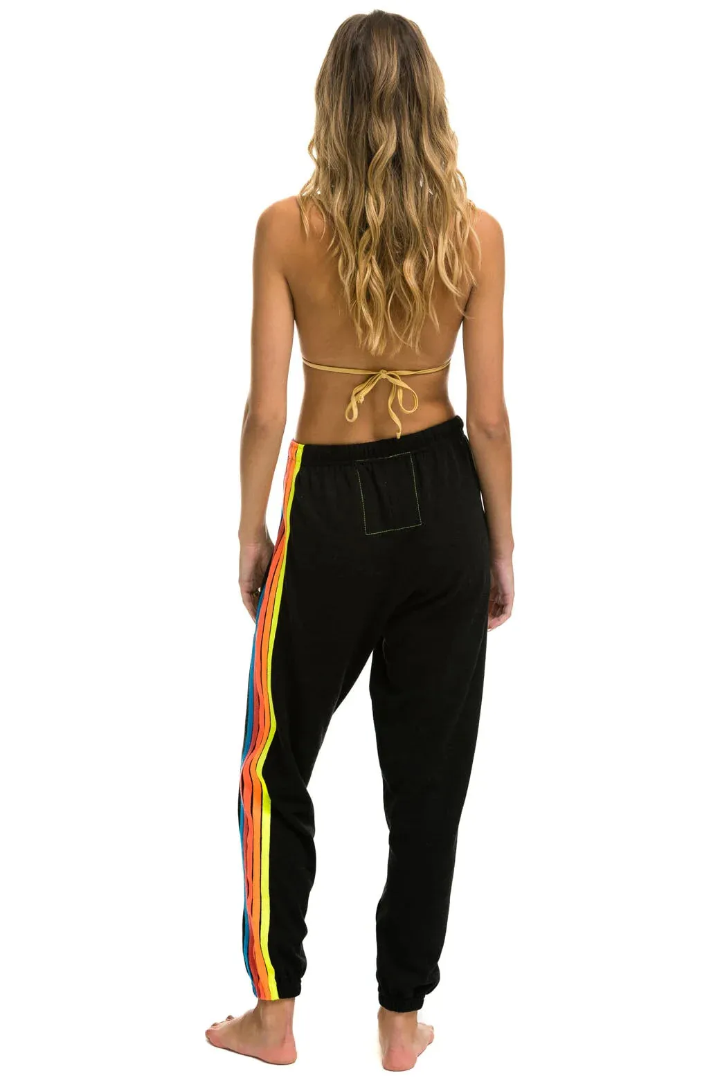 Aviator Nation 5 Stripe Women's Sweatpant Black/Neon Rainbow