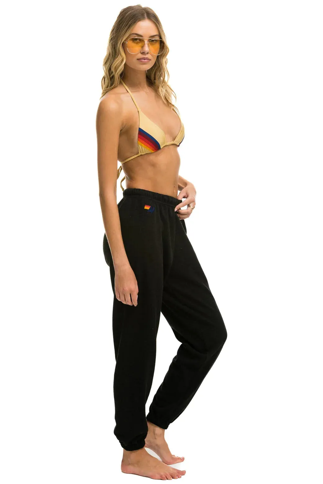 Aviator Nation 5 Stripe Women's Sweatpant Black/Neon Rainbow