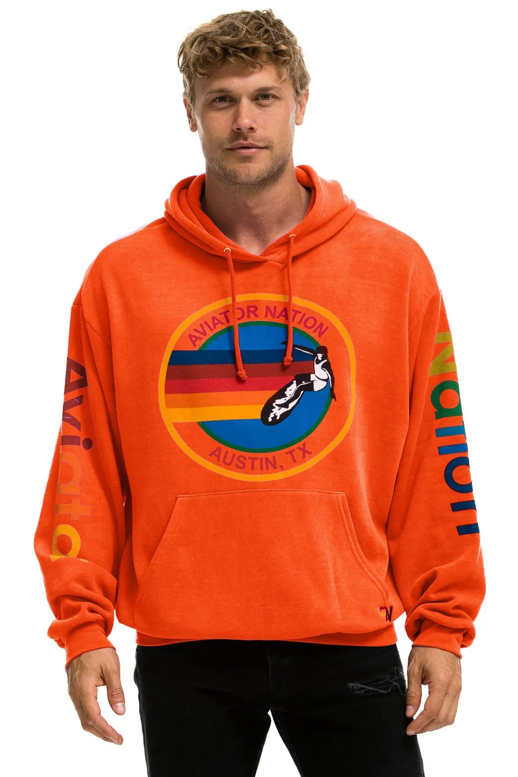 AVIATOR NATION AUSTIN RELAXED PULLOVER HOODIE - ORANGE