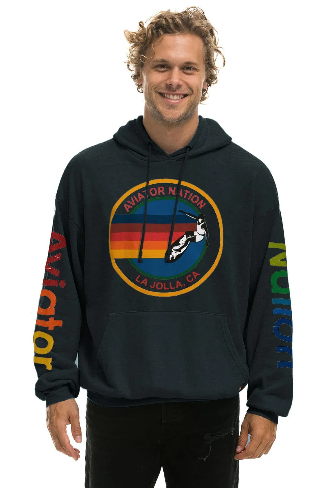 AVIATOR NATION LA JOLLA RELAXED PULLOVER HOODIE - CHARCOAL