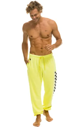 Aviator Nation MENS  CHECK LEG SWEATPANTS - NEON YELLOW