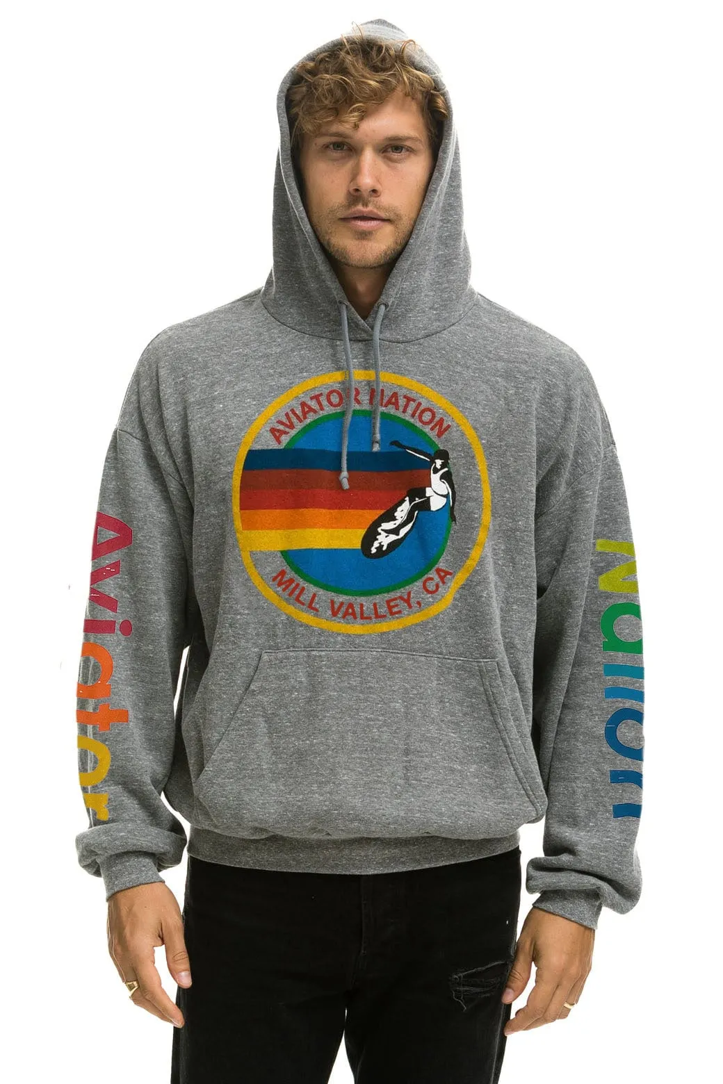 AVIATOR NATION MILL VALLEY RELAXED PULLOVER HOODIE - HEATHER GREY