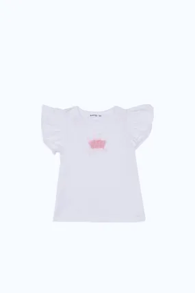 Baby Girls White Bell Sleeves Printed T-Shirt