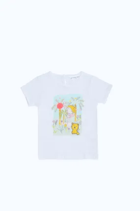 Baby Girls White Placement Print T-Shirt