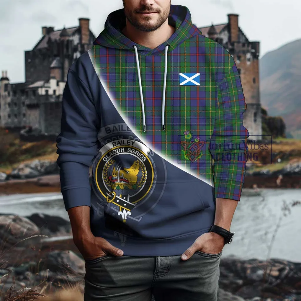 Bailey Tartan Hoodie with Personalised National Flag and Family Crest Half Style