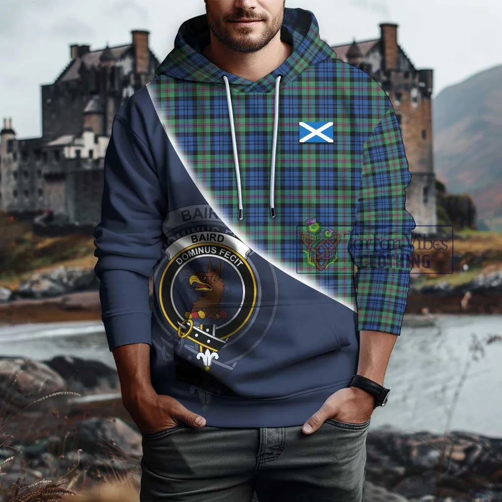 Baird Ancient Tartan Hoodie with Personalised National Flag and Family Crest Half Style