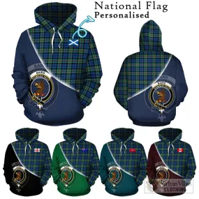 Baird Ancient Tartan Hoodie with Personalised National Flag and Family Crest Half Style