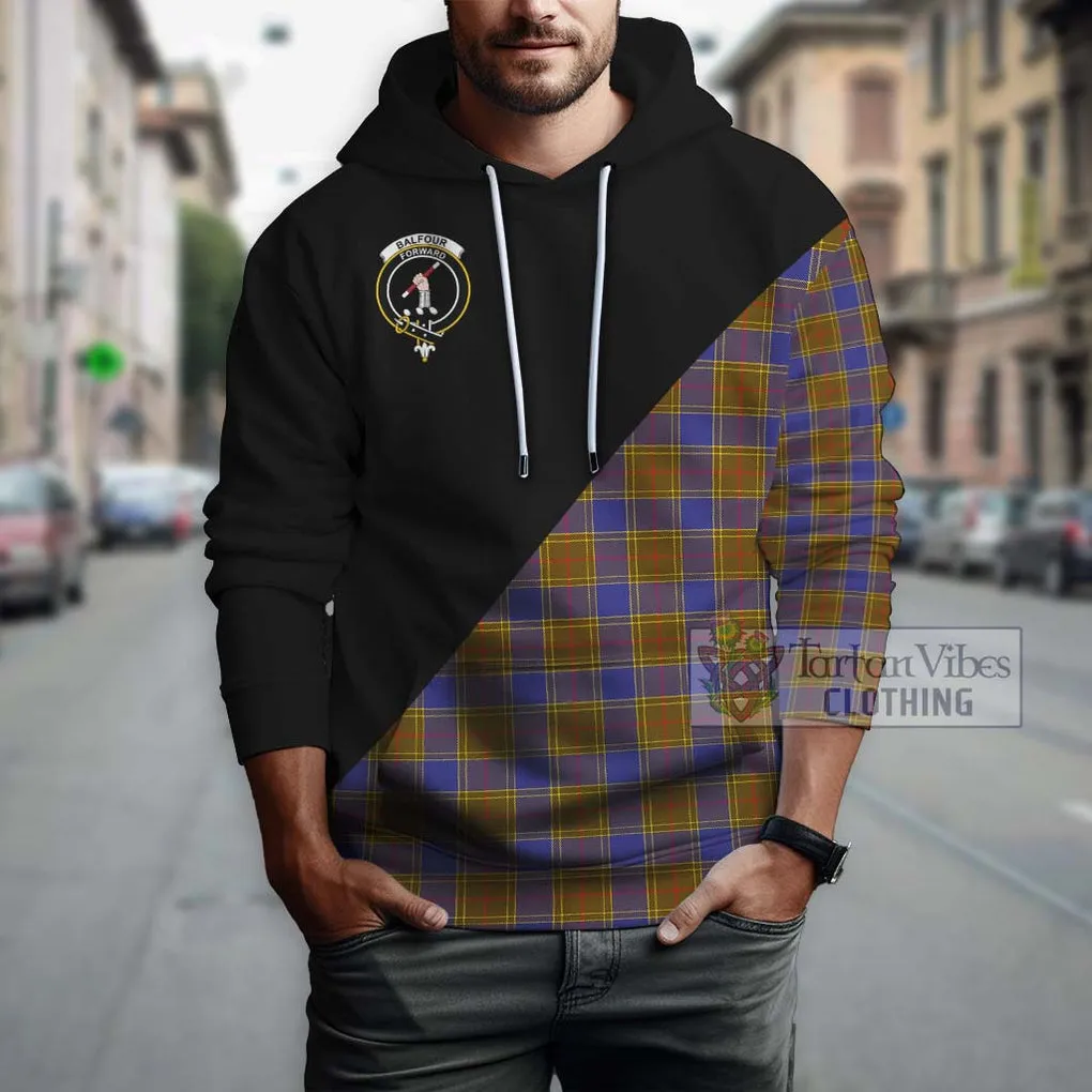 Balfour Tartan Hoodie with Family Crest and Military Logo Style