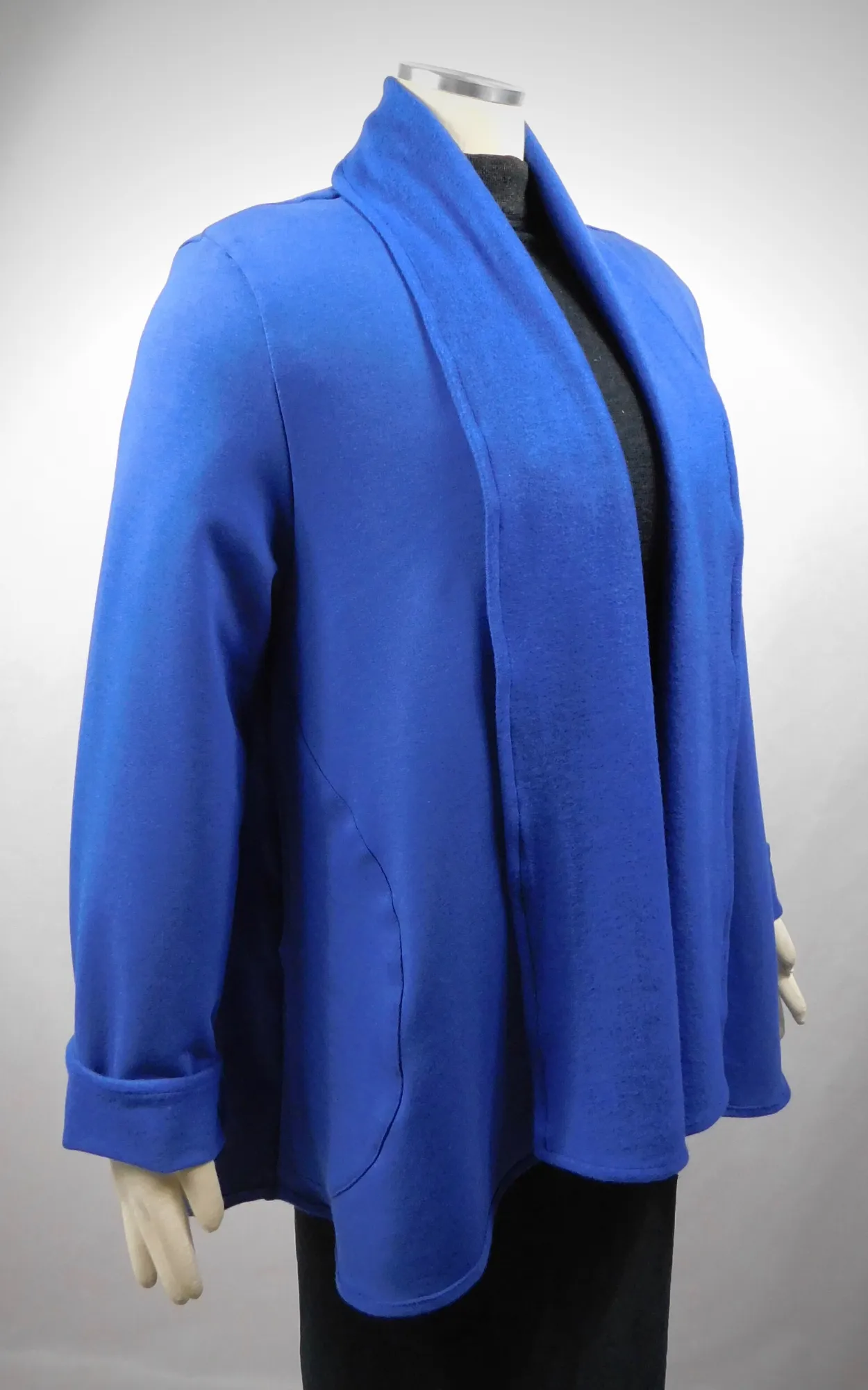 Bamboo Fleece Long Swing Jacket w/pockets Plus - L/XL, 2XL/3XL - Blue or Grey