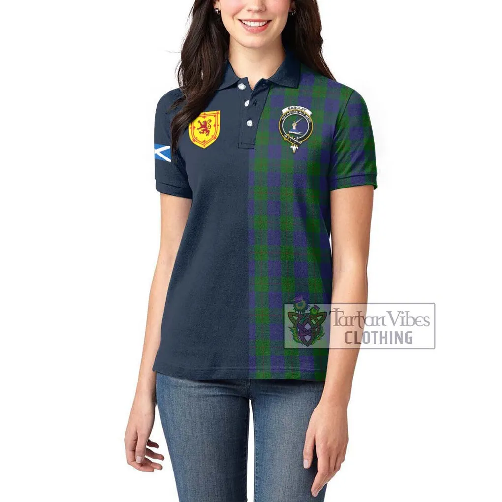 Barclay Tartan Women's Polo Shirt Alba with Scottish Lion Royal Arm Half Style