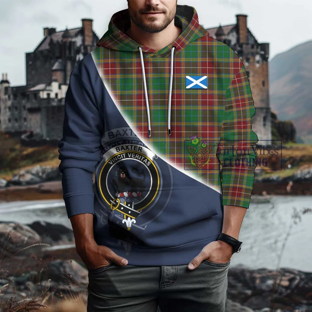 Baxter Tartan Hoodie with Personalised National Flag and Family Crest Half Style