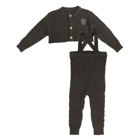 Belati Charcoal Cable Knit Baby 2Pc Set (BKN382)