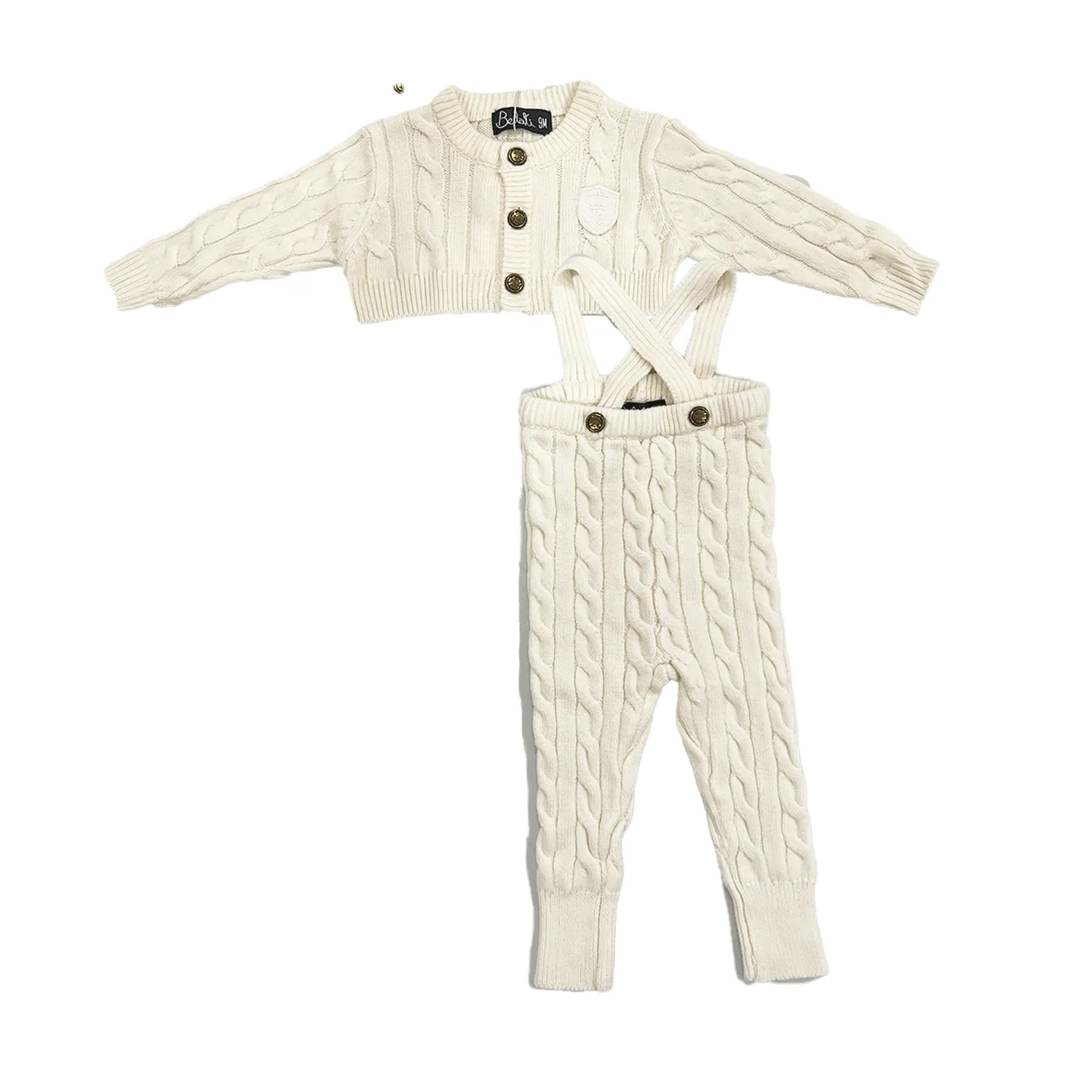 Belati Cream Cable Knit Baby 2Pc Set. (BKN382)