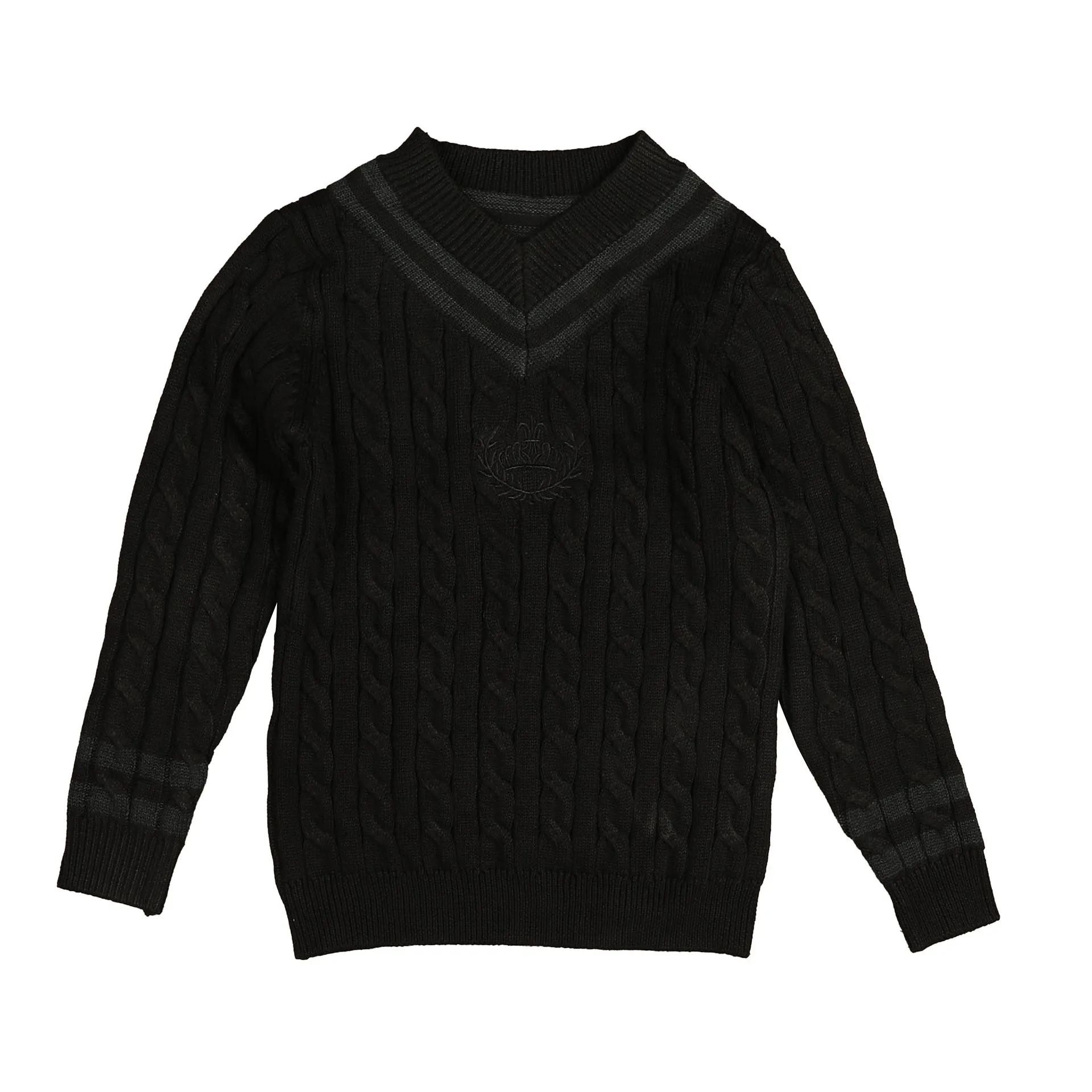 Belati Green Cable V-Neck Emblem Knit (BKN380)