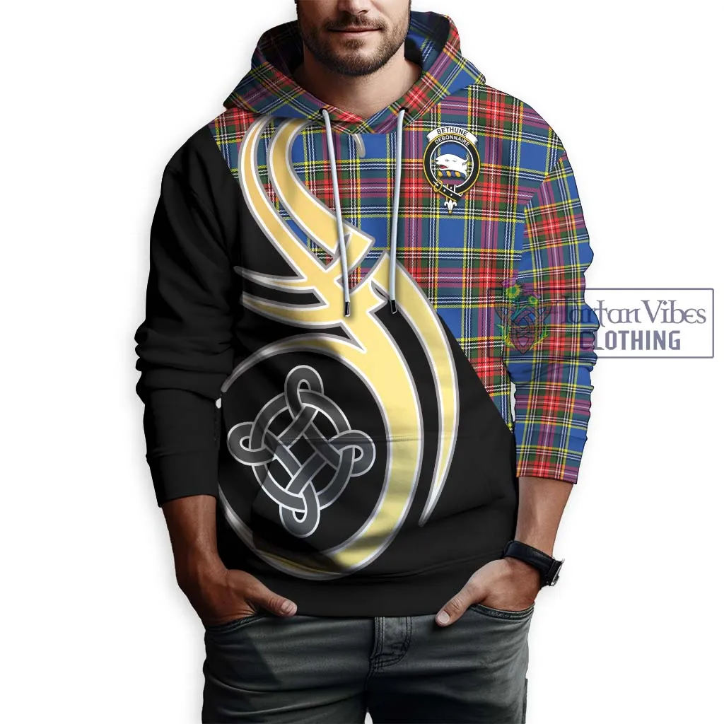 Bethune Tartan Hoodie with Family Crest and Celtic Symbol Style