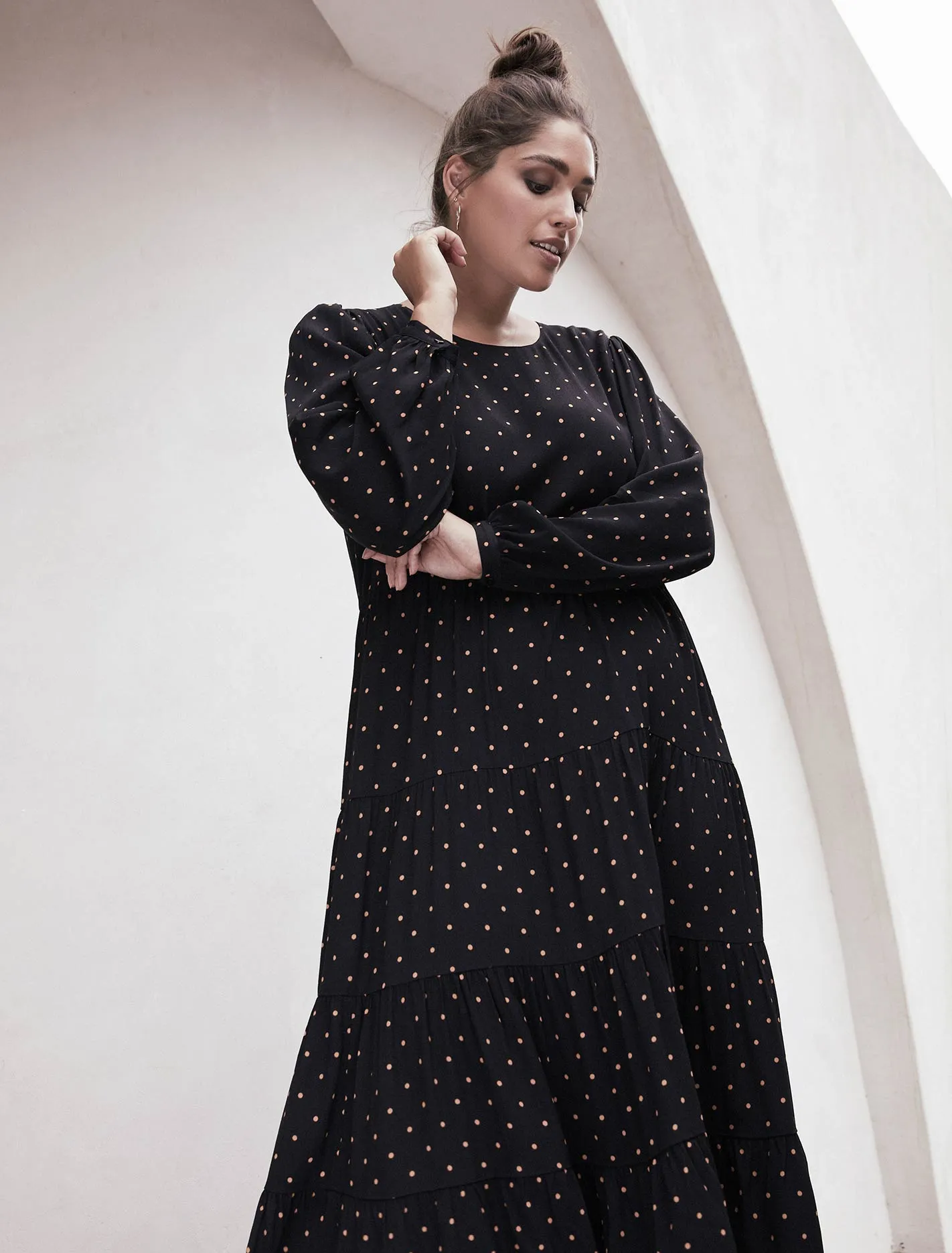 Betty Curve Long Sleeve Smock Dress